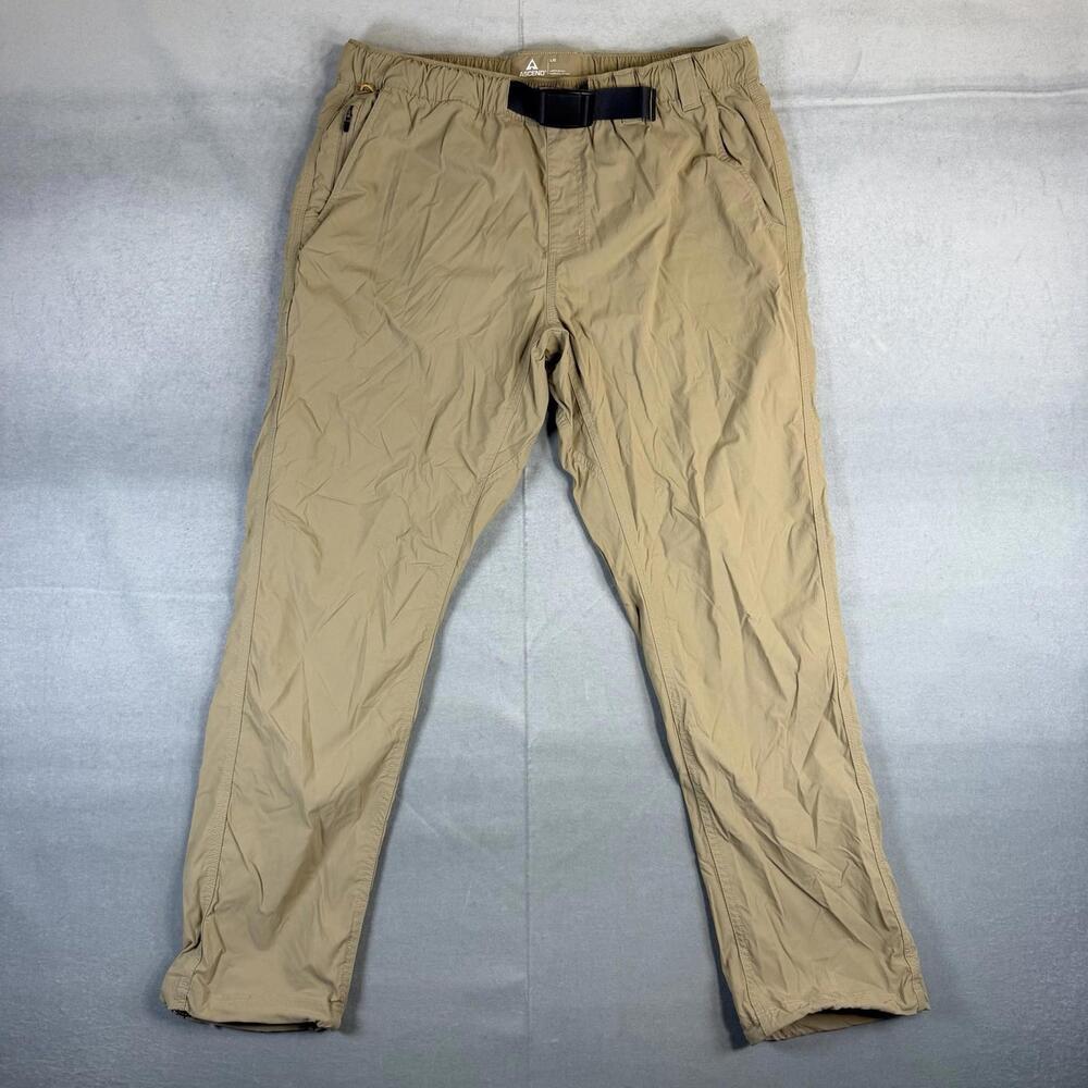 Ascend Belted Hiking Pants Mens Large Tan Outdoor Stretch Performance Nylon